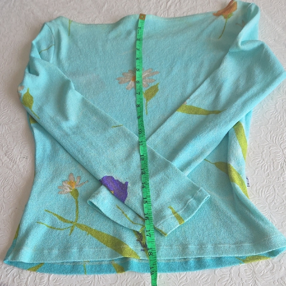 Cavalli Jeans Colorful Boatneck Long Sleeve Top Made In ITALY - Picture 6 of 7